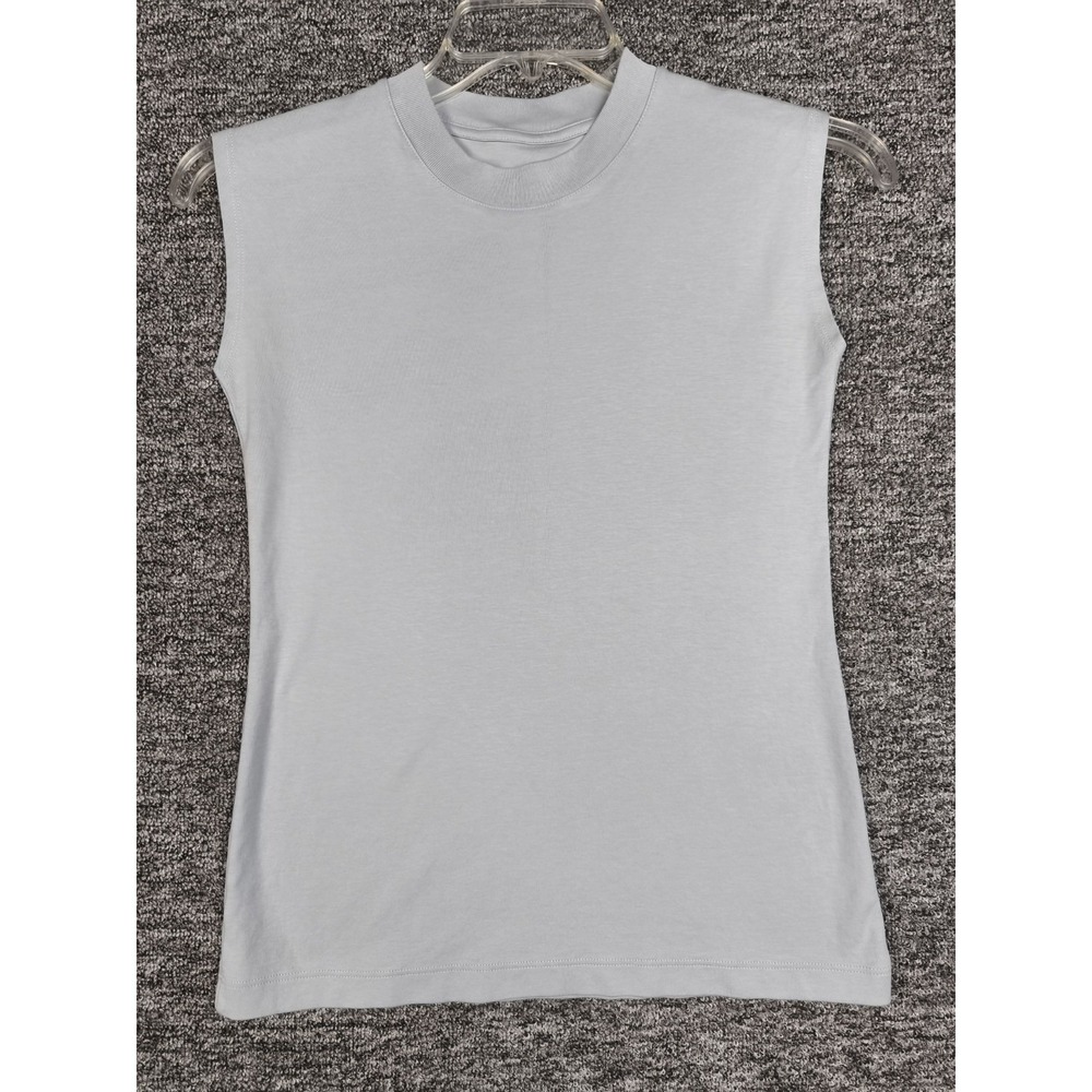 MM Lafleur Pima Cotton Sleeveless Top XS Light Blue Mock Neck Made Peru